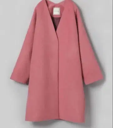 지나시스 숏 비버 노카라 울 코트 JEANASIS 핑크 F