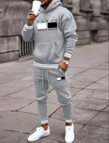 [ 새상품 Paris 로고 ] 맨투맨 셋업 그레이 후드 부착 후드티