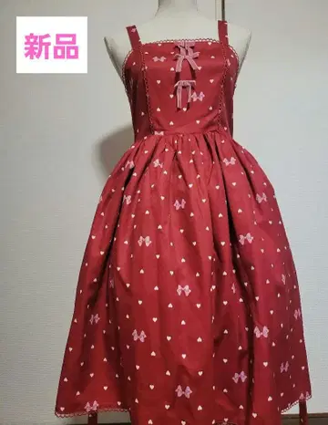 axes femme kawaii 하트 도트 점프 스커트 와인