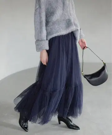 슬로브 이에나 레이어드  스커트 네이비 새상품