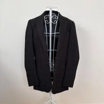 EDIFICE 블랙 체크 무늬 테일러드 자켓