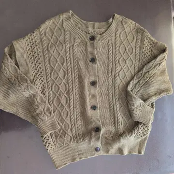 카키 2WAY 케이블 니트 가디건