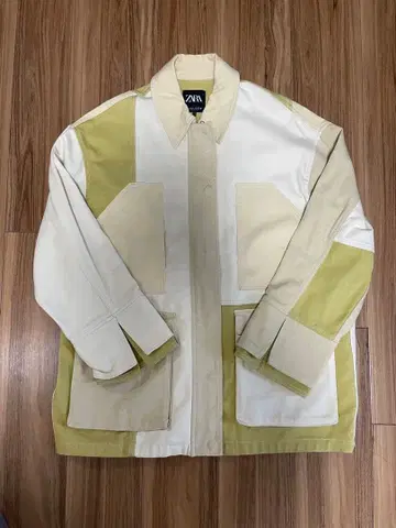 ZARA 노카라 자켓 화이트/라임