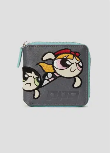 새상품 파워퍼프걸스 접이식 지갑 그레이 PPG 지퍼 지갑