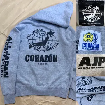 전일본 프로레슬링 CORAZON 후드티 맨투맨 로고 백 프린트