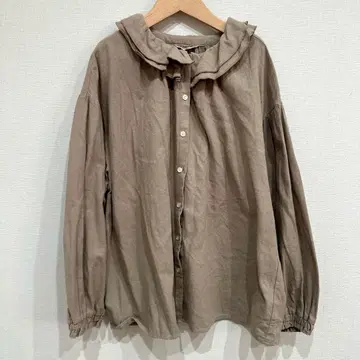 Samansa Mos2 코튼 프릴 칼라 블라우스 베이지