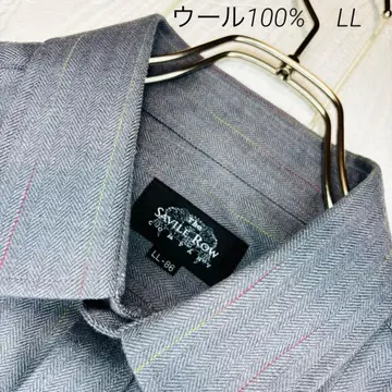 Savile Row 울 100% 헤링본 긴팔 셔츠 LL 그레이