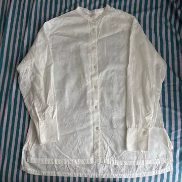 iki 큐프라 코튼 트윌 오버마이어 밴드 칼라 셔츠 화이트