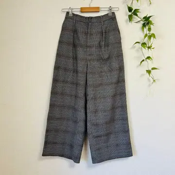 로리즈팜 글렌체크 하이웨스트 와이드 팬츠