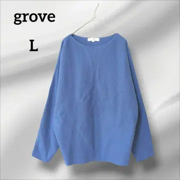 그로브 긴팔 니트 스웨터 라운드넥 파랑 L