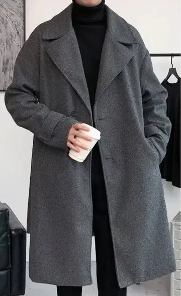 그레이 체스터 코트 울 혼방