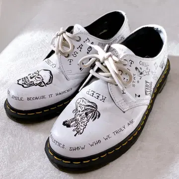 레어 닥터마틴 1461 SCRIBBLE 화이트 25cm UK6