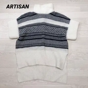 새상품급 아티산 하이넥 풀오버 니트 베스트 모헤어 알파카 혼방