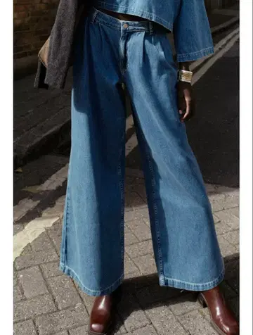 새상품 ZARA jeans Z1975 미드라이즈 와이드 레그 데님 팬츠