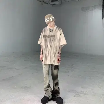 Ashbark 오버 사이즈 T셔츠 베이지