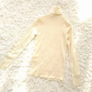 IENA SLOBE 리브 터틀넥 니트 스웨터 S 울 100 크림