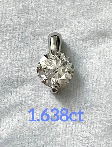 플라티나 다이아몬드 목걸이 탑 1.638 캐럿 감정서 포함 싱글 스톤