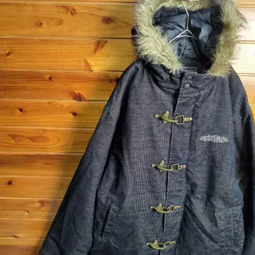 더플 코트 밀리터리 자켓 토글 버튼 스윙탑 데님풍 L