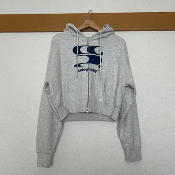 Codegraphy 그레이 크롭 후드티