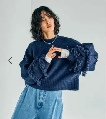 3.5 게이지 소매 프린지 풀오버