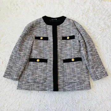 CELFORD 셀포드 트위드 노카라 자켓 금장 버튼