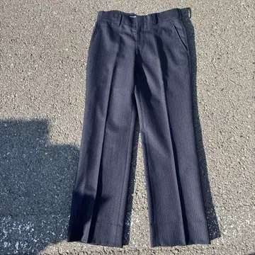 vintage 네이비 스트라이프 슬랙스 yzip 울 100%