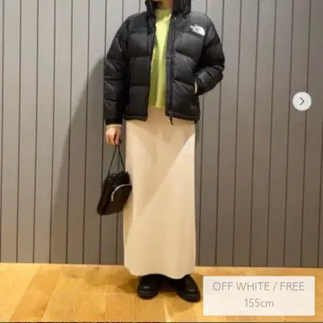 그린 라벨 릴랙싱 퍼프 니트 타이트 스커트 화이트