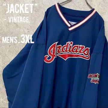 MLB 인디언즈 자수 풀오버 나일론 자켓 남성용 3XL