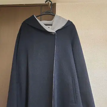 trois 네이비 롱 코트