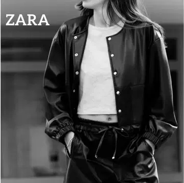 ZARA 크롭 페이크 가죽 자켓