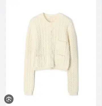 하이브리드 코튼 케이블 크루넥 가디건 11 화이트/S
