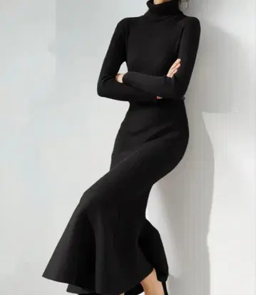 하이넥 머메이드 니트 원피스