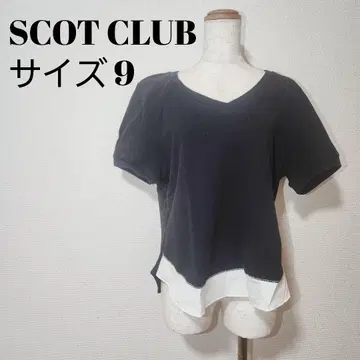[새상품급] SCOT CLUBV 넥 레이어드 T 셔츠 반팔 블랙