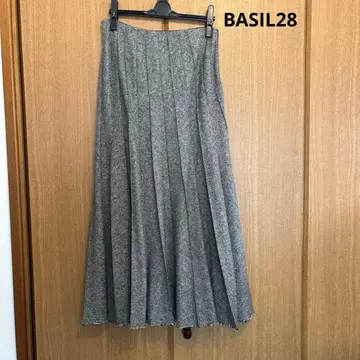 새상품급 BASIL28 울 혼방 롱 스커트 그레이 브라운 계열 일본산