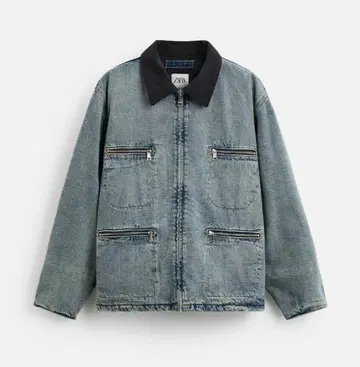 ZARA 자라 데님 워크 자켓 커버올 L 충전솜