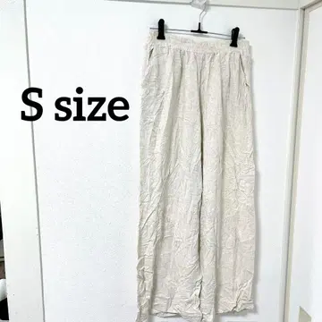 와이드 팬츠 [ S 사이즈 ] 린넨 화이트 캐주얼 봄/여름 쾌적 통기성