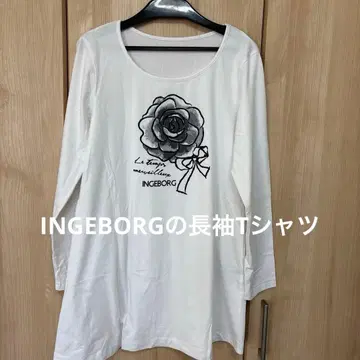 INGEBORG 장미 프린트 긴팔 T셔츠 프리 사이즈