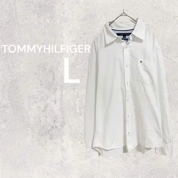 타미힐피거 와이셔츠 긴팔 업무용 면 100% 화이트 L 클래식 핏