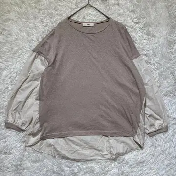 [ 나루 ] 티셔츠 절개 디자인 베이지 사이즈 1 드롭 숄더