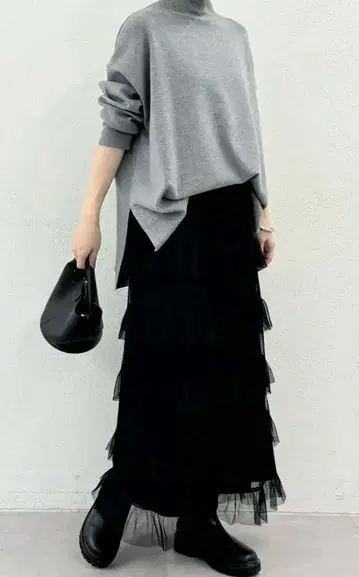 라운지 드레스 프릴 롱 스커트