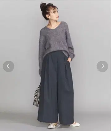 [ 정가 14,300엔 ] BY 트위드 느낌의 턱 와이드 팬츠