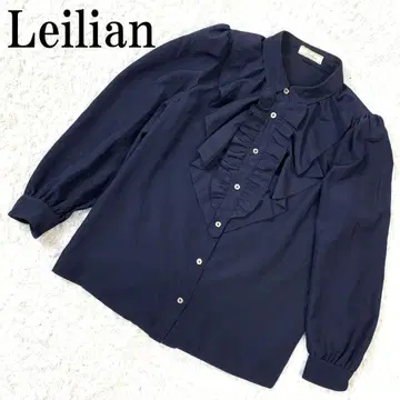 Leilian 레리안 프릴 블라우스 네이비 9 B815