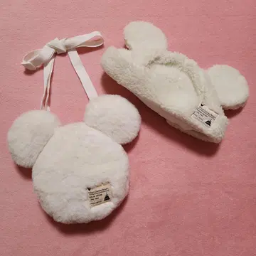 디즈니 보아캡 화이트 복슬복슬 모자 숄더백 세트