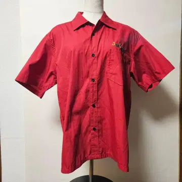 라운드 하우스 반팔 셔츠 [L] US 구제 의류 빨간색 90s