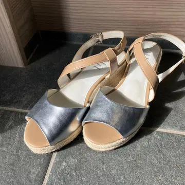 실버 베이지 에스파드리유 샌들