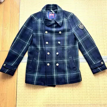 [used] 어드미럴 더블 브레스트 피 코트 그린 체크