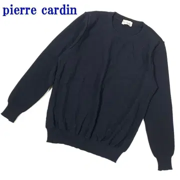 피에르 가르뎅 울 100% 캐주얼 긴팔 리브 니트 블랙 11 C7703