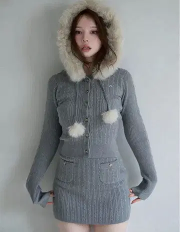 즉시 배송 andmary Reo 퍼 니트 세트업