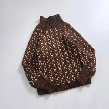 빈티지 버즈아이 터틀넥 니트 브라운 SA2