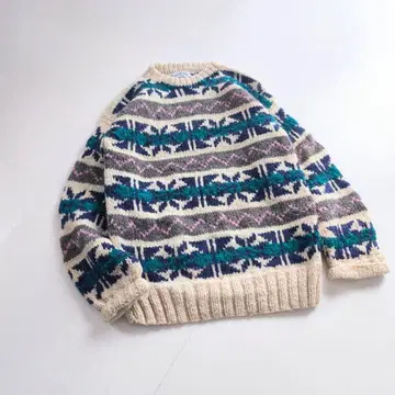 빈티지 OTAVALO 에콰도르제 핸드 니트 올 패턴 SA9